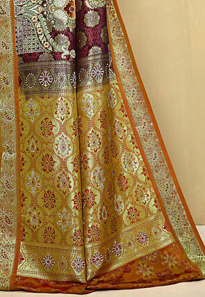 Kanchipuram Silk Saree in Dark Maroon