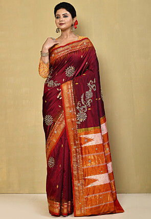 Pure Silk Kanchipuram Saree in Maroon