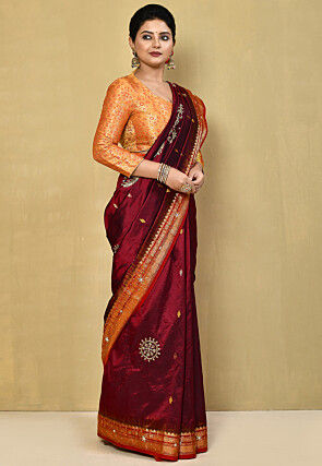 Pure Silk Kanchipuram Saree in Maroon