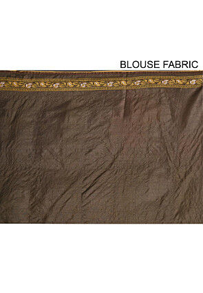 Banarasi Tussar Silk Saree in Dark Brown