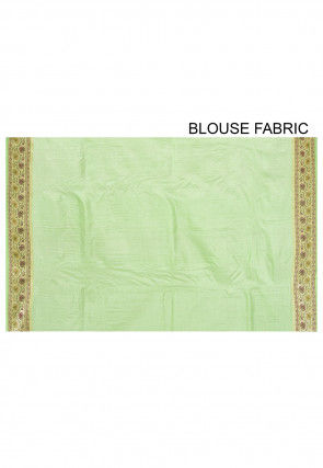 Pure Tussar Silk Banarasi Saree in Light Green