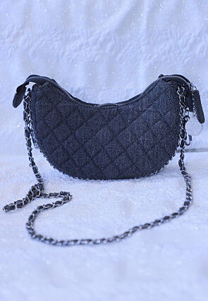 Quilted Chambrey Sling Bag in Blue