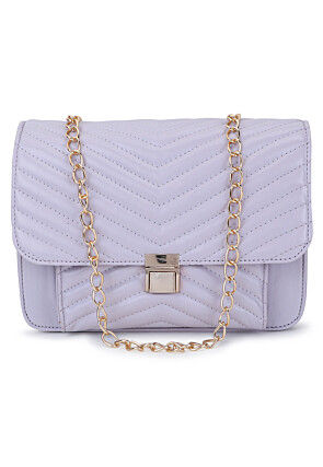Quilted PU Hand Bag in Light Purple
