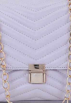 Quilted PU Hand Bag in Light Purple
