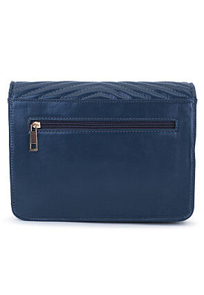 Quilted PU Hand Bag in Navy Blue