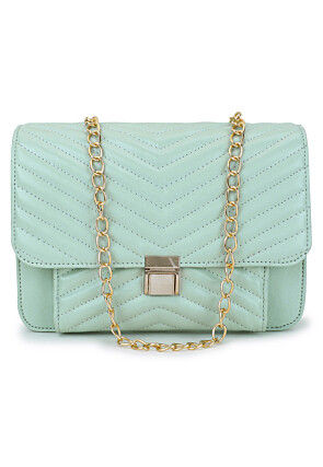 Quilted PU Hand Bag in Sea Green