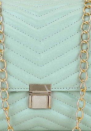 Quilted PU Hand Bag in Sea Green