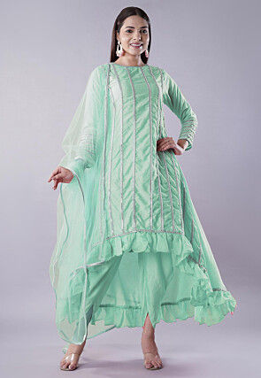 Punjabi suit with lace design top