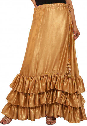 Ruffled Georgette Shimmer Skirt in Golden