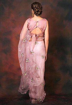 Ruffled Organza Pre-stitched Saree in Lilac