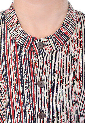 Sanganeri Printed Cotton Kurta Pajama in Multicolor