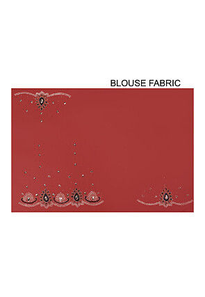 Hand Embroidered Net Saree in Red