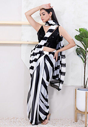 Sequinned Art Silk Blouse in Black