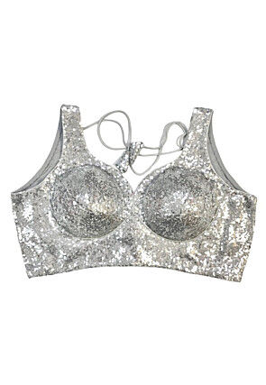 Sequinned Art Silk Blouse in Silver