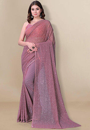 Sequinned Georgette Saree in Light Pink