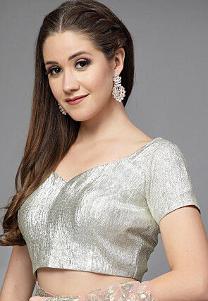 Sequinned Lycra Shimmer Blouse in Light Golden