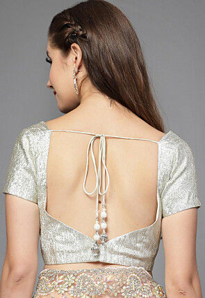 Sequinned Lycra Shimmer Blouse in Light Golden