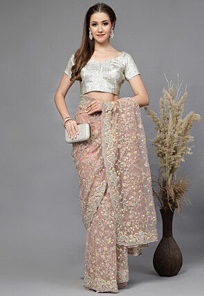 Sequinned Lycra Shimmer Blouse in Light Golden