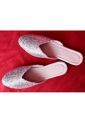 Sequinned Georgette Women Jutti in Pink