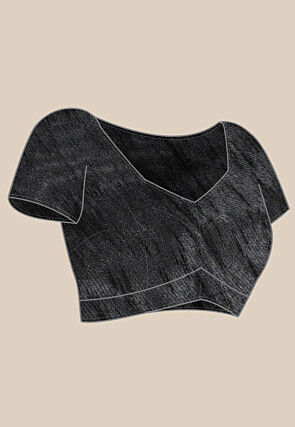 Sequinned Georgette Saree in Black and Pink