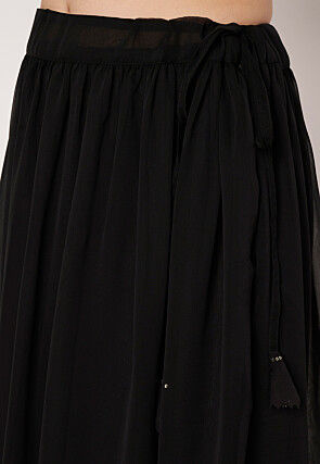 Sequinned Georgette Skirt in Black