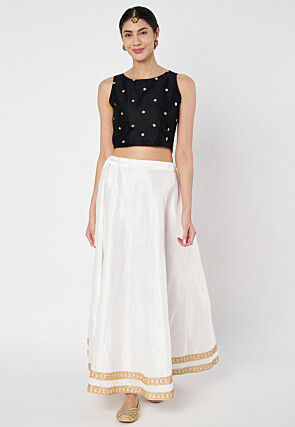 Sequinned Net Crop Top in Black