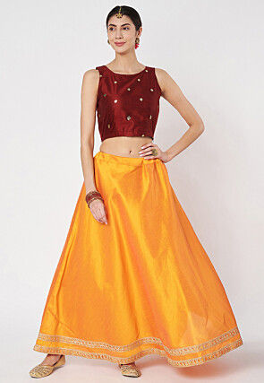 Sequinned Net Crop Top in Maroon