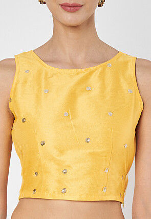 Sequinned Net Crop Top in Yellow