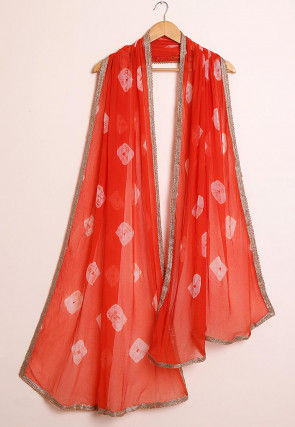 Shibori Chiffon Dupatta in Orange