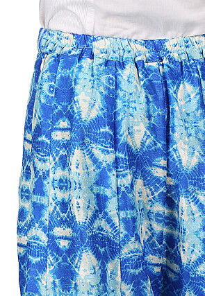 Shibori Printed Bhagalpuri Silk Palazzo in Blue