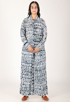 Shibori Printed Pure Cotton Co Ord Set in White and Black