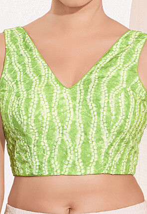 Shibori Printed Viscose Rayon Blouse in Light Green