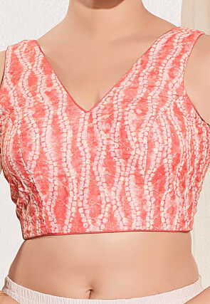 Shibori Printed Viscose Rayon Blouse in Peach