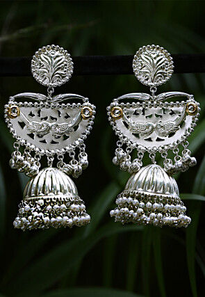 Silver Look Alike Jhumka Style Earrings