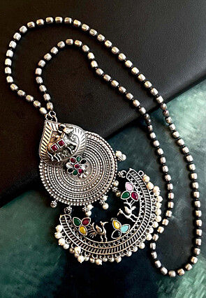 Silver Look Alike Oxidised Necklace