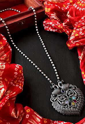 Silver Look Alike Oxidised Necklace