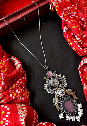 Silver Look Alike Oxidised Pendant