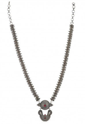 Silver Look Alike Stone Studded Necklace