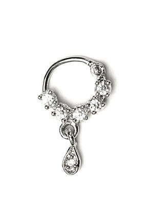 Silver Plated American Diamonds Studded Nose Ring