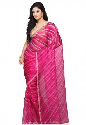 Lehariya Printed Pure Kota Silk in Fuchsia