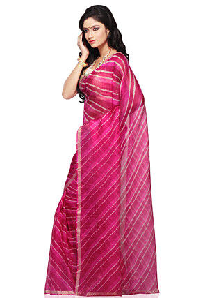 Lehariya Printed Pure Kota Silk in Fuchsia