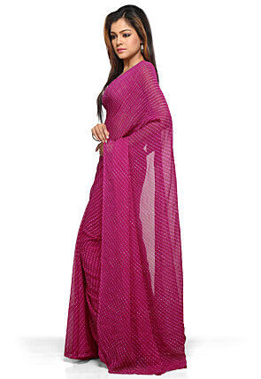 Leheryia Georgette Saree in Magenta 