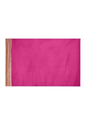 Half N Half Georgette Saree in Orange and Fuchsia