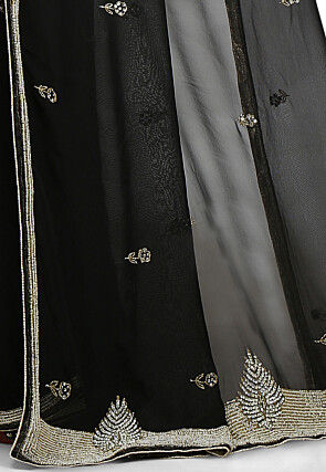Embroidered Georgette Saree in Black