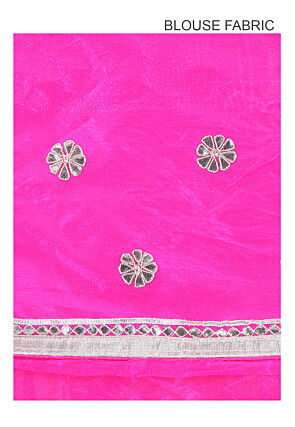 Embroidered Border Georgette Lehariya Saree in Pink