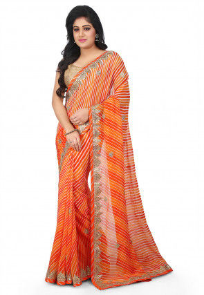  Lehariya Georgette Saree in Orange 