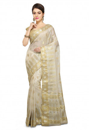 Pure Silk Saree in Off White