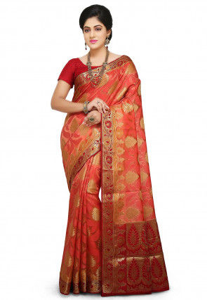 Banarasi Silk Saree in Peach