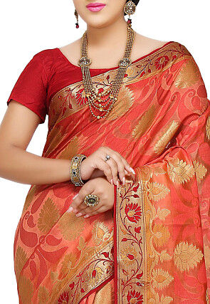 Banarasi Silk Saree in Peach