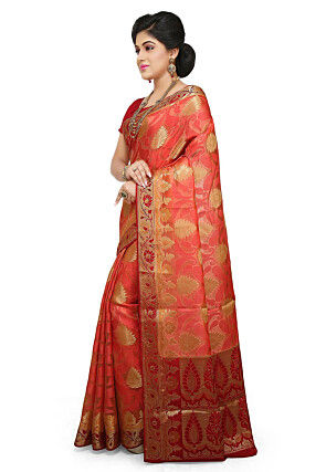 Banarasi Silk Saree in Peach